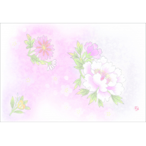 Ｆ８０２　尺３紙マット着物柄シリーズ　牡丹・菊・橘・桜　100枚入