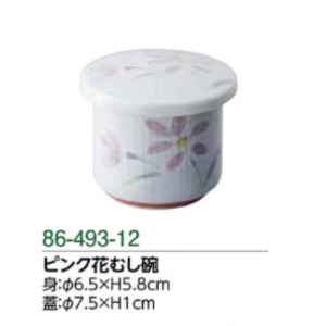 ピンク花むし碗