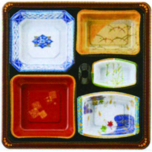 会席膳セット 蓋三彩（T-104-A）【200個入】