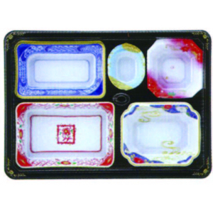 金彩会席膳セット 蓋三彩（T-203）【200個入】
