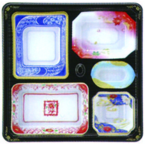 金彩会席膳セット 蓋三彩（T-204）【200個入】