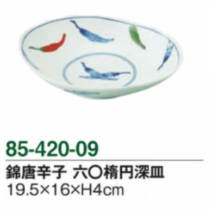 錦唐辛子　60楕円深皿