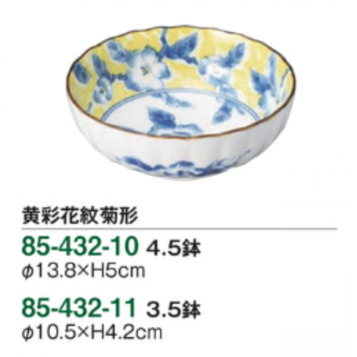 王彩花紋菊型4.5鉢