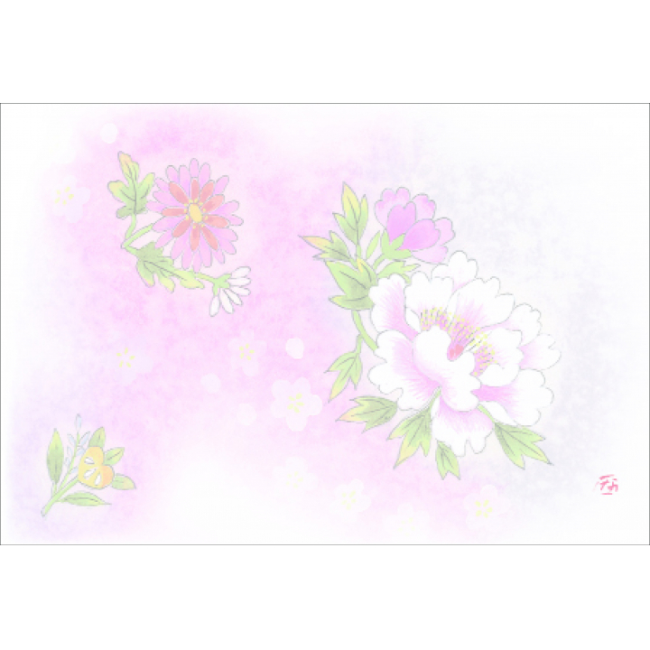 Ｆ８０２　尺３紙マット着物柄シリーズ　牡丹・菊・橘・桜　100枚入
