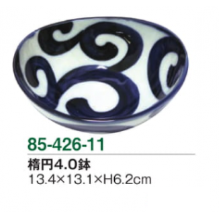 鳴門唐草　楕円4.0鉢