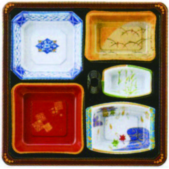 会席膳セット 蓋三彩（T-104-A）【200個入】